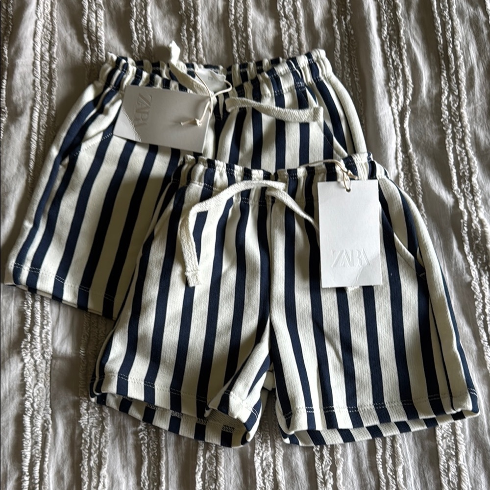 Zara Striped Shorts navy and white